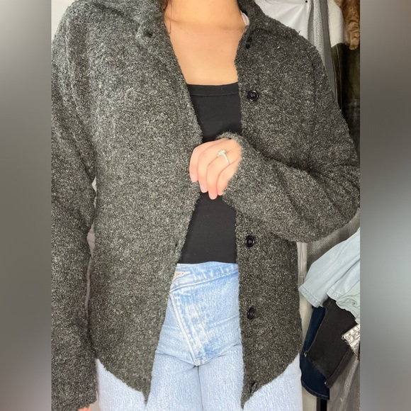 Vintage I.B Diffusion size M wool buttoned‎ down grey long sleeve cardigan - Picture 10 of 12